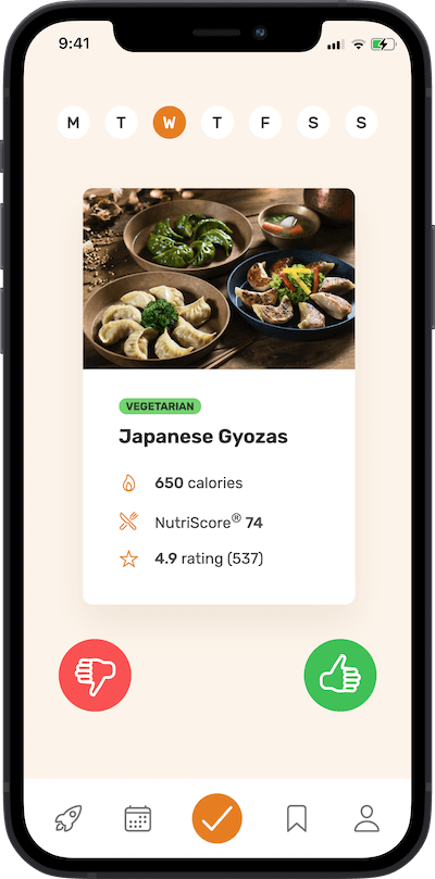 iPhone app
meal approving plan screen
